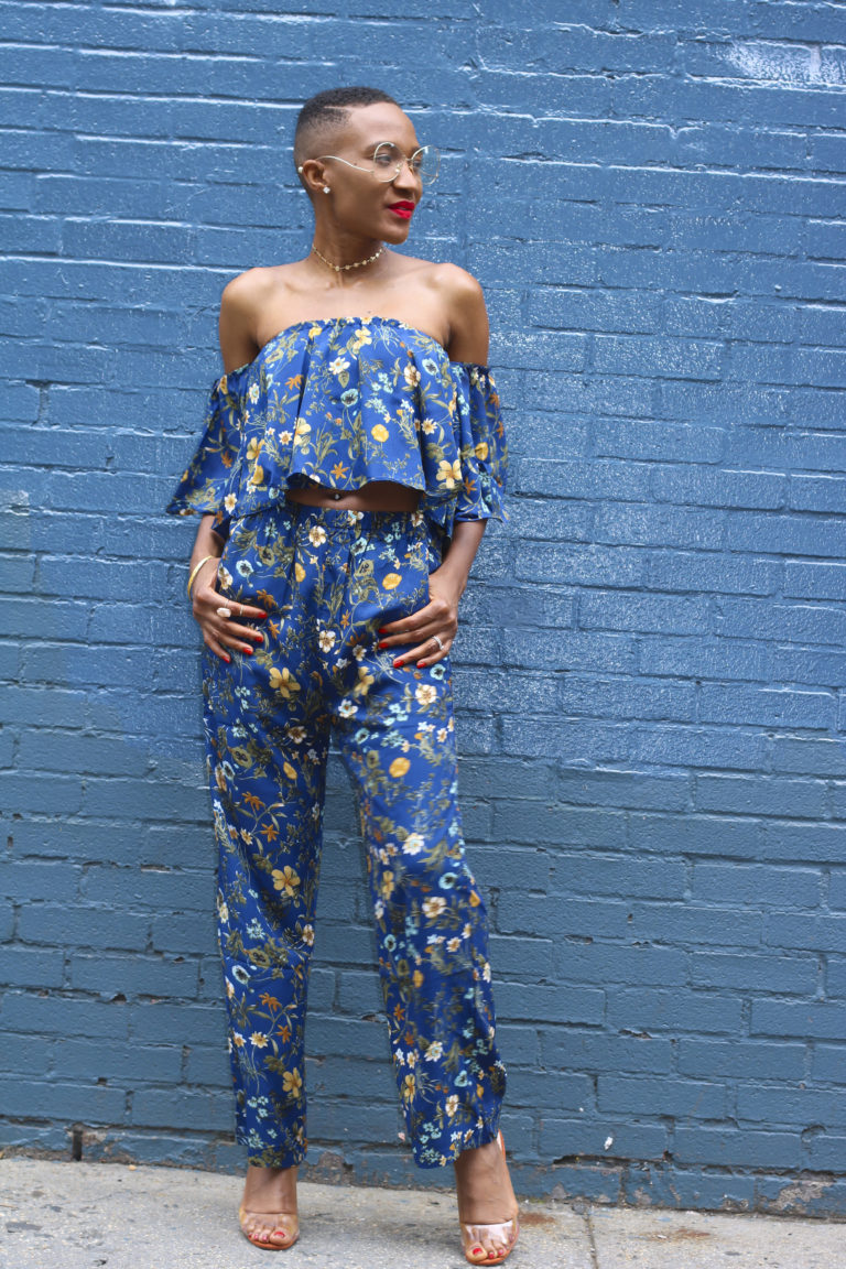 Ms Rexti in Blue Floral Print Set