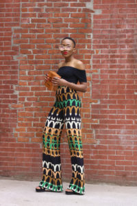 Ms Rexti wearing Super Long Print Pants