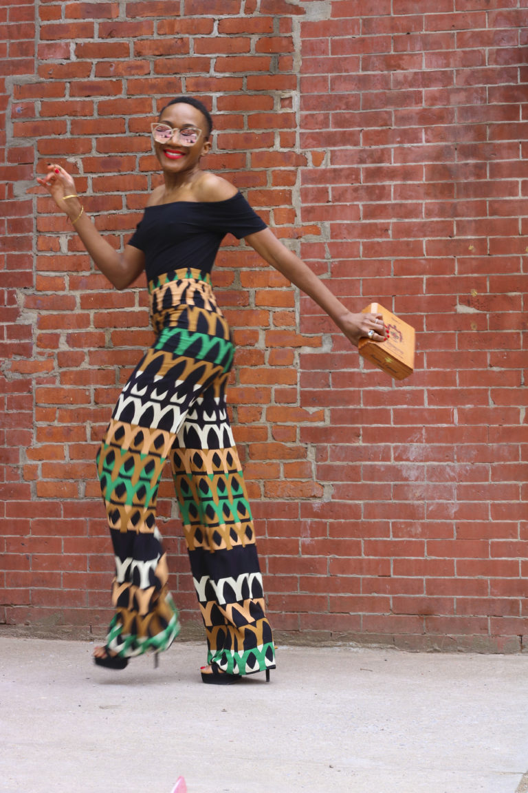 Ms Rexti wearing Super Long Print Pants