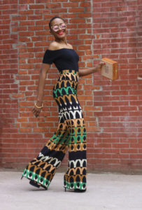 Ms Rexti wearing Super Long Print Pants