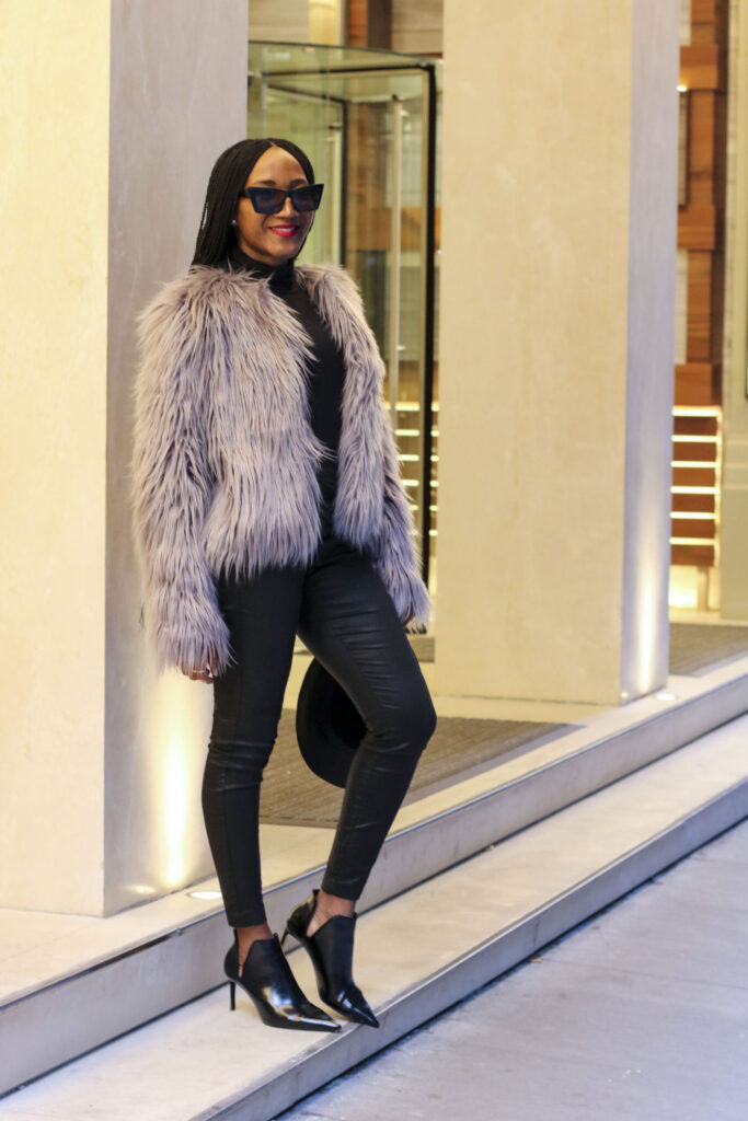 Ms Rexti OOtd - Grey Faux Fur Coat for NYFW 2019