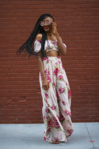 Ms Rexti in Floral Crop Top and High-Waisted pants_