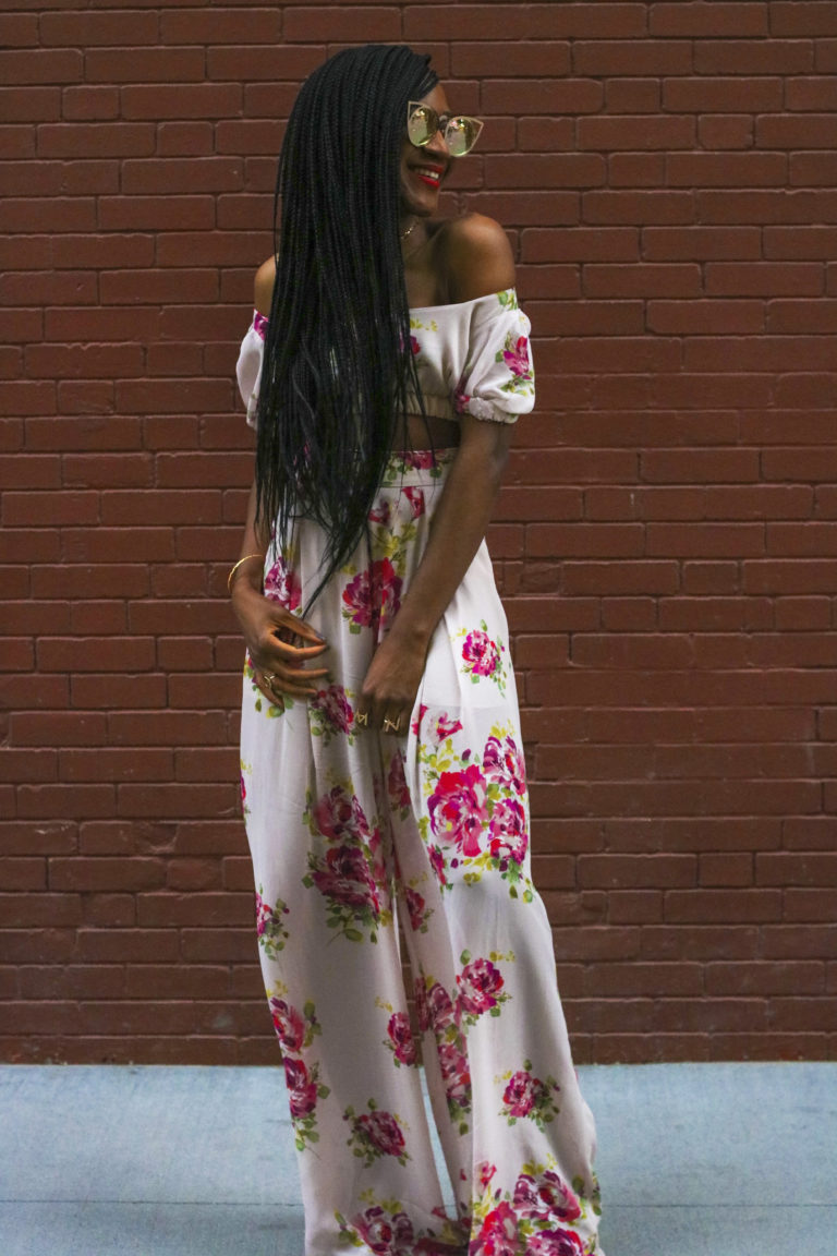 Ms Rexti in Floral Crop Top and High-Waisted pants_