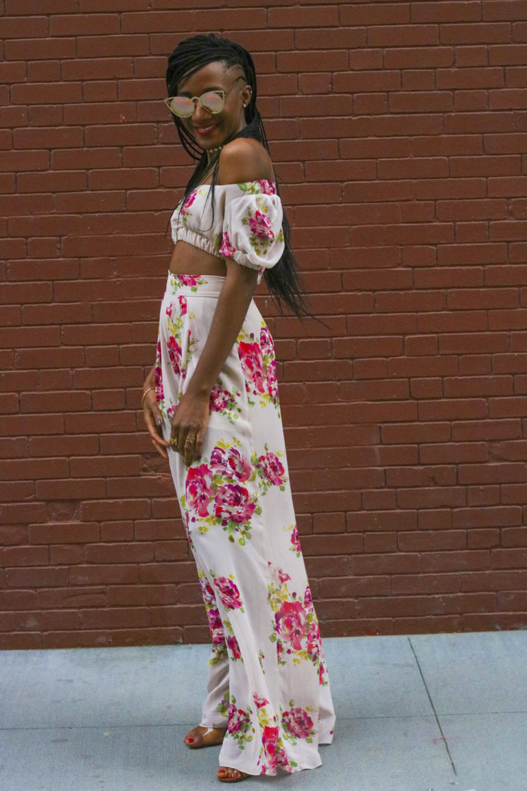 Ms Rexti in Floral Crop Top and High-Waisted pants_