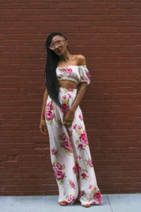 Ms Rexti in Floral Crop Top and High-Waisted pants_