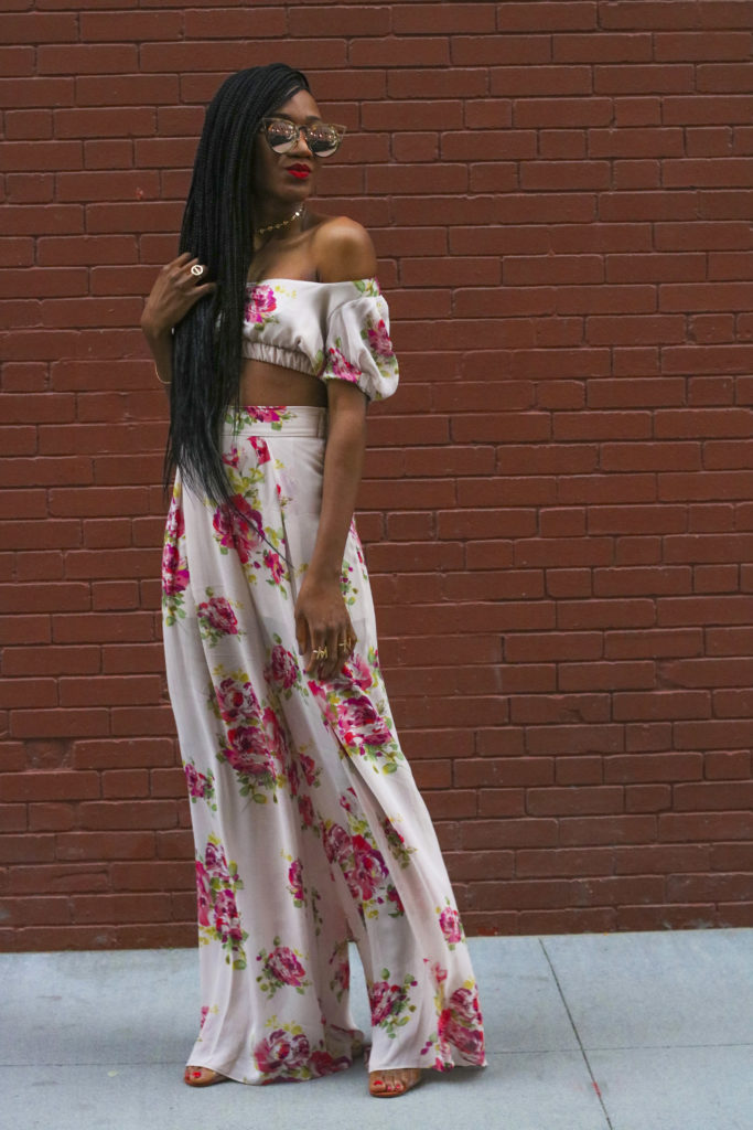 Ms Rexti in Floral Crop Top and High-Waisted pants_